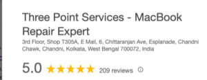 reviews of three point services. macbook repair expert in kolkata,