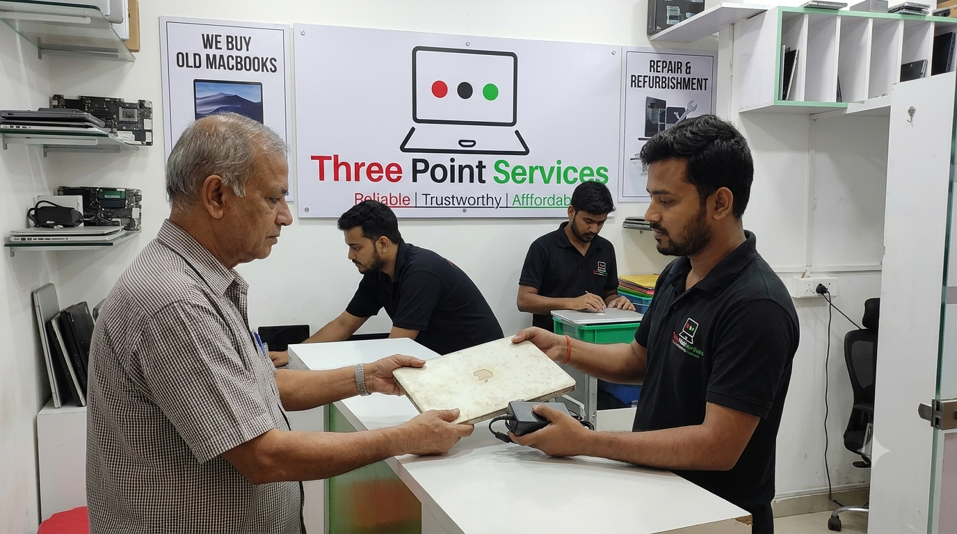 old macbook selling at three point services in kolkata. sell scrap laptop in kollata. sell old macbooks in kolkata. sell not working macbooks in kolkata.